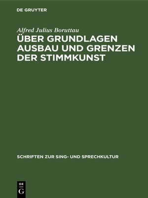 cover image of Über Grundlagen Ausbau und Grenzen der Stimmkunst